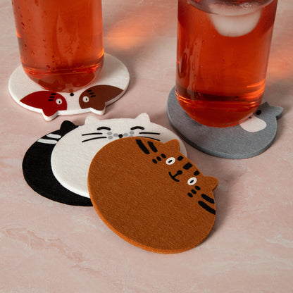 Plump Cats Felt Coasters - Set of 5