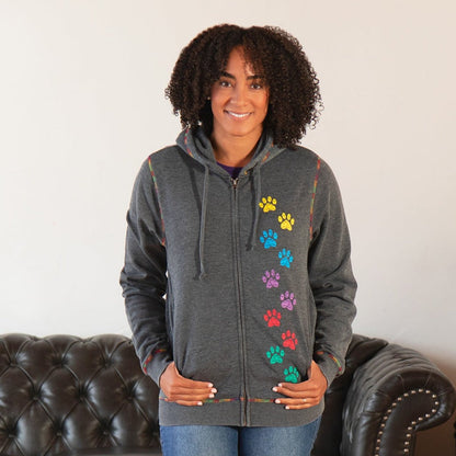 Rainbow Paws Zip Up Burnout Hoodie
