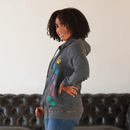 Rainbow Paws Zip Up Burnout Hoodie