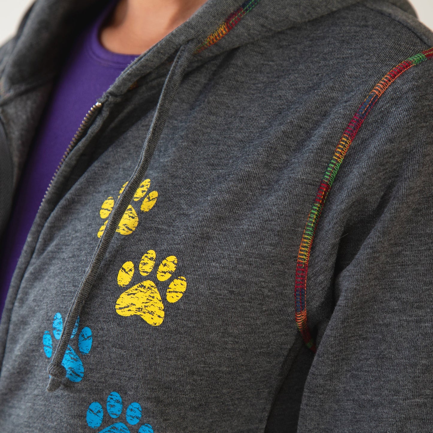 Rainbow Paws Zip Up Burnout Hoodie