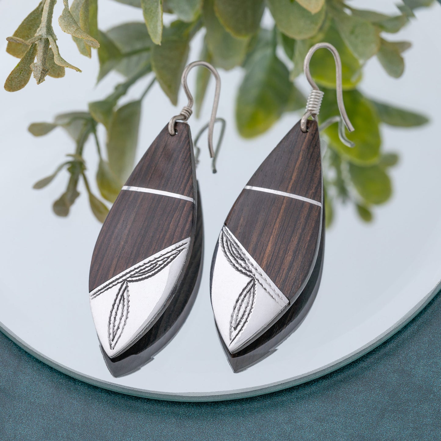 Tuareg Silver and Ebony Drop Earrings