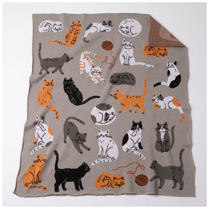 Cat Cotton Knit Throw