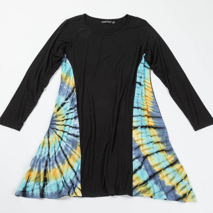 Long Sleeve Tie-Dye Side Panel Dress