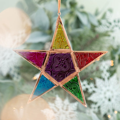 Glass Moravian Rainbow Star Ornament¬†