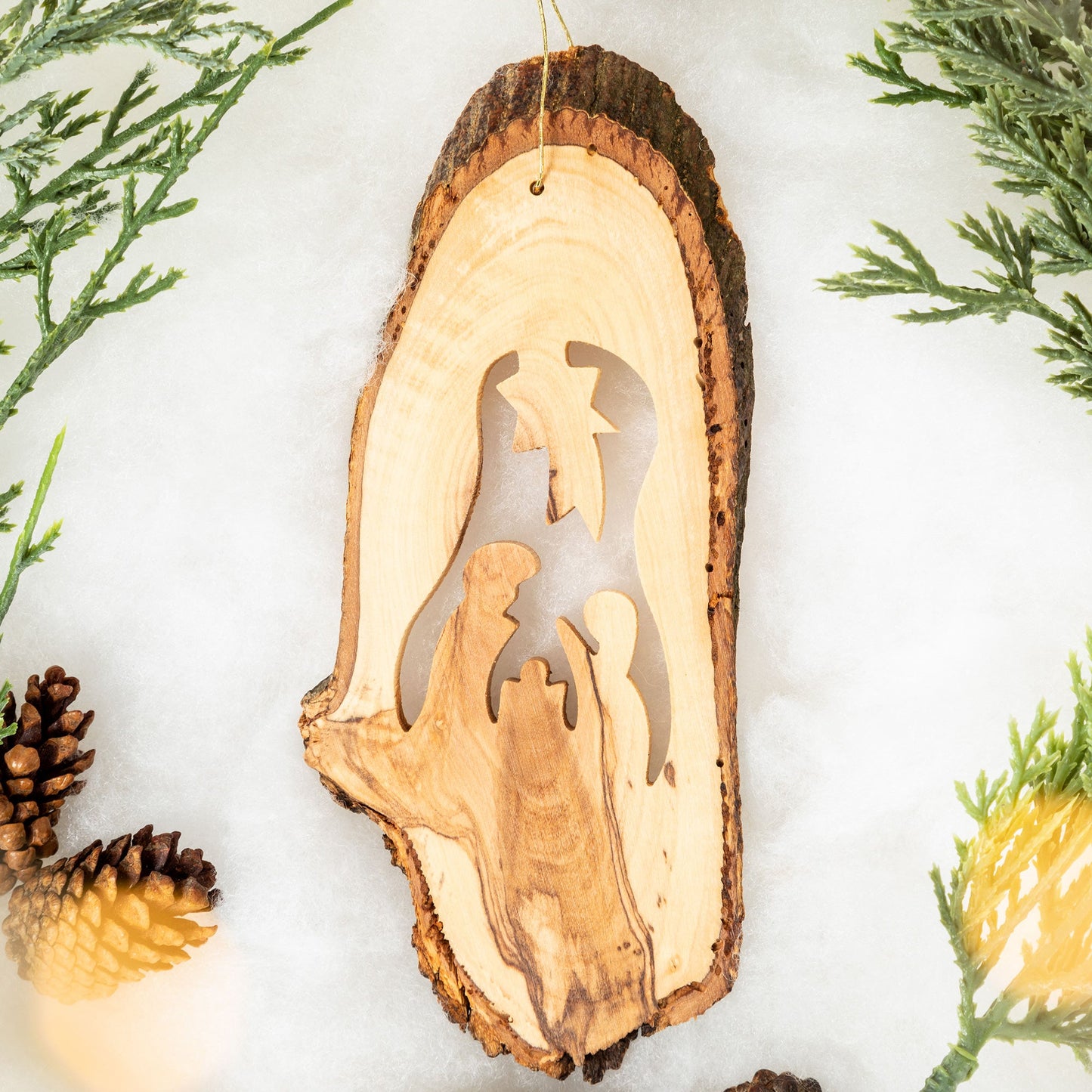 Olive Wood Bark Ornament