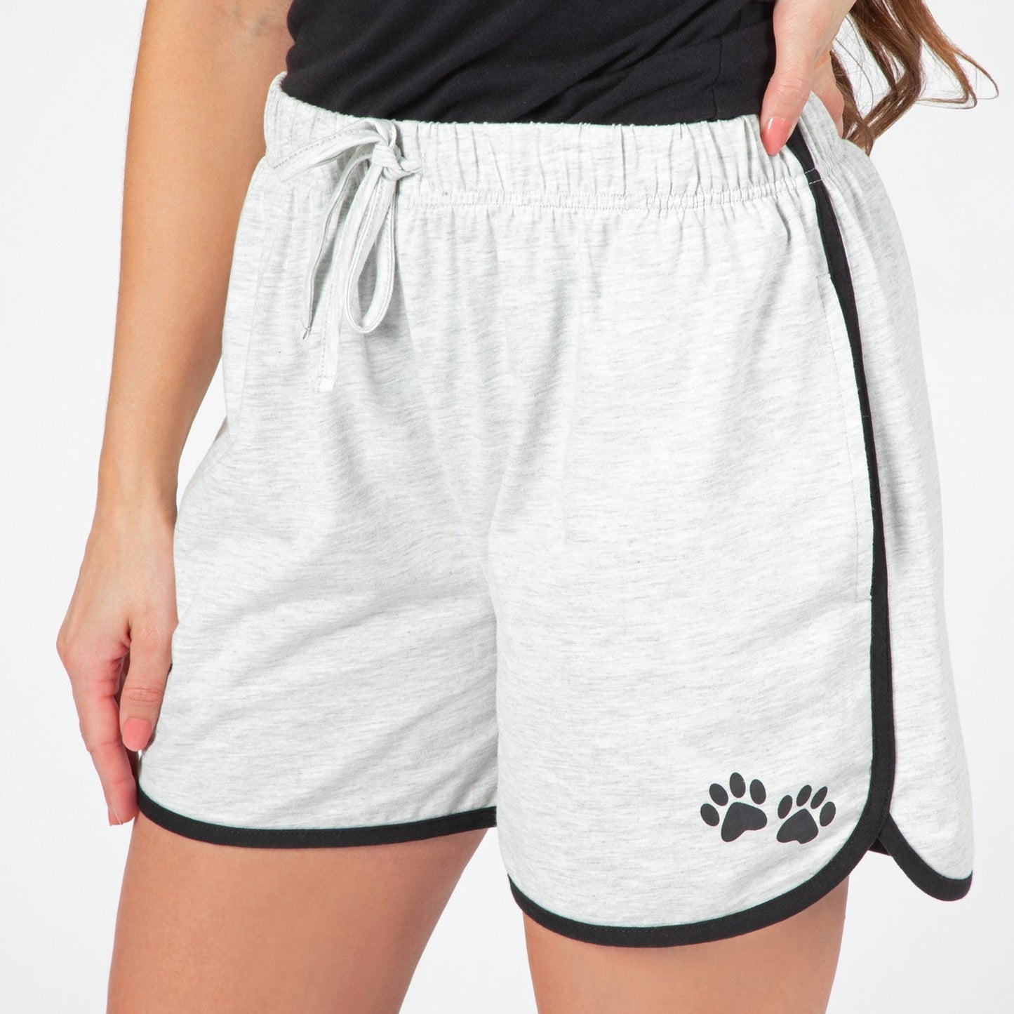 Paw Print Accent Trim Shorts