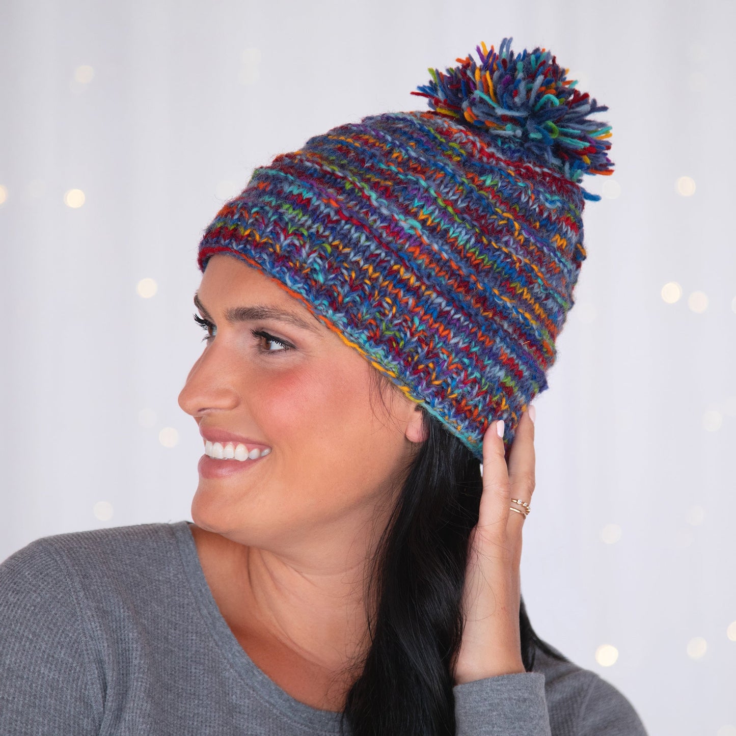 Space-Dye Hand Knit Wool Hat