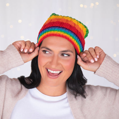 Hand Knit Rainbow Beanie