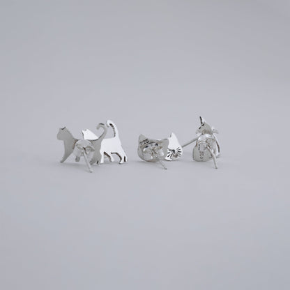 Cat Lovers Post Earrings - set of 3