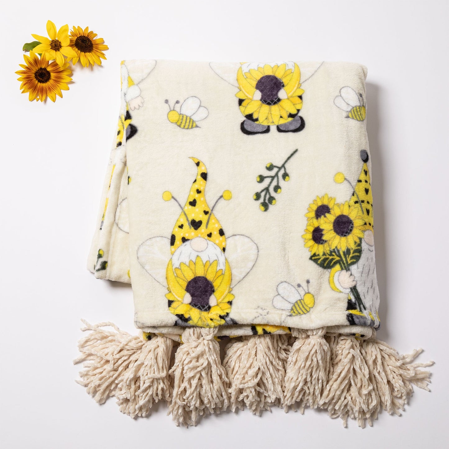 Golden Sunflower Fleece Throw Blanket