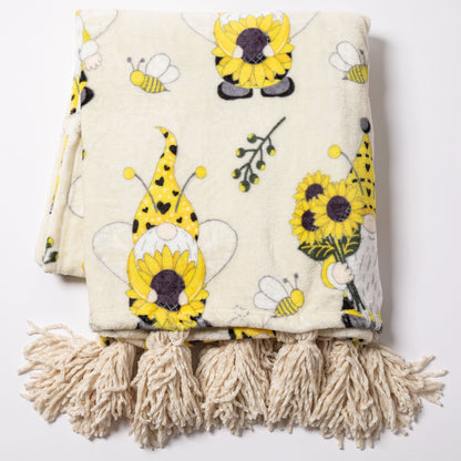 Golden Sunflower Fleece Throw Blanket