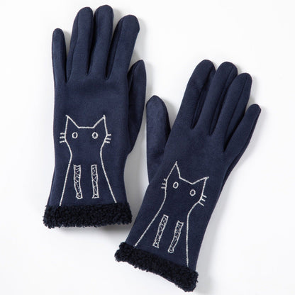 Embroidered Cat & Dog Touch Screen Gloves