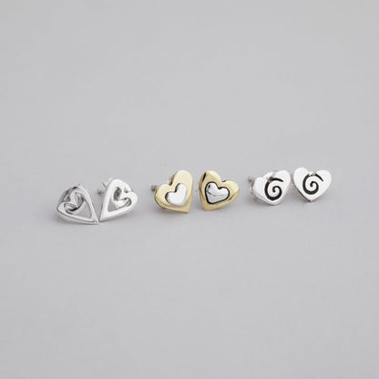 Deluxe Heart Post Earrings - Set of 3