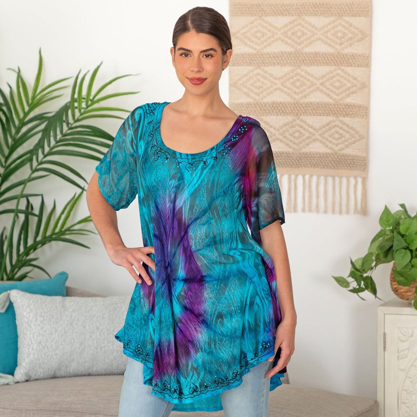 Swirls Awhirl Short Sleeve Tunic