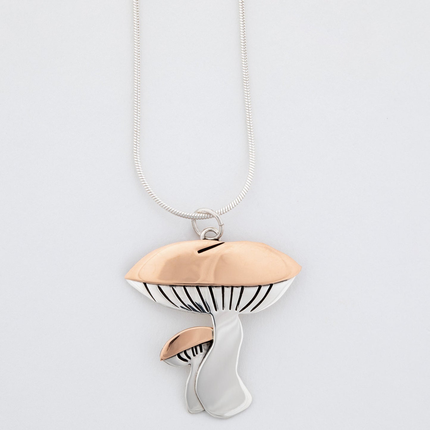 Mushroom Sterling & Copper Necklace