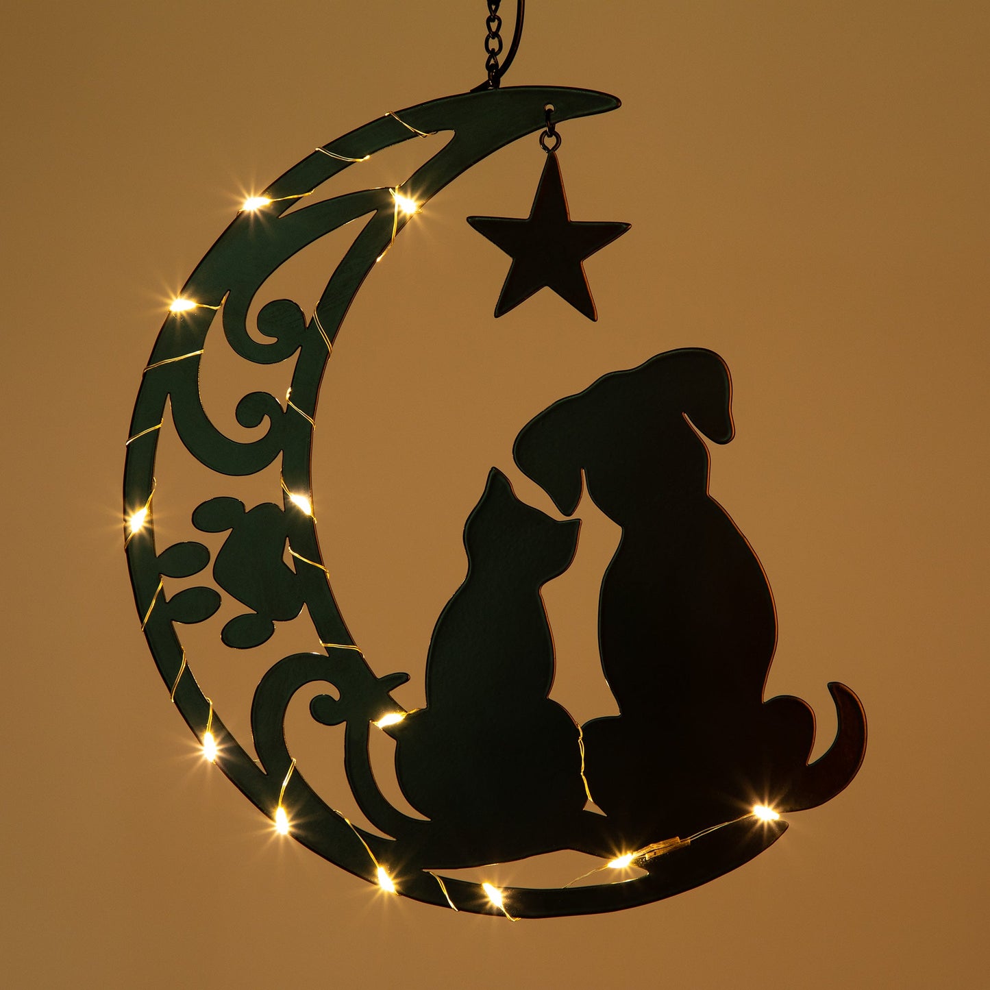 Star Gazing Pets On The Moon Solar Hanging Light