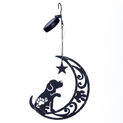Star Gazing Pets On The Moon Solar Hanging Light