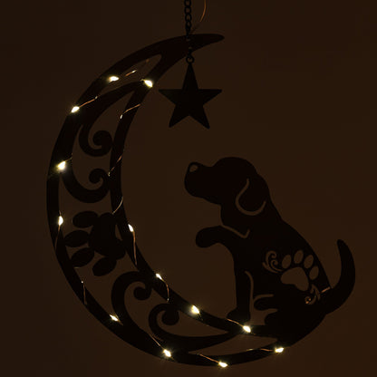 Star Gazing Pets On The Moon Solar Hanging Light