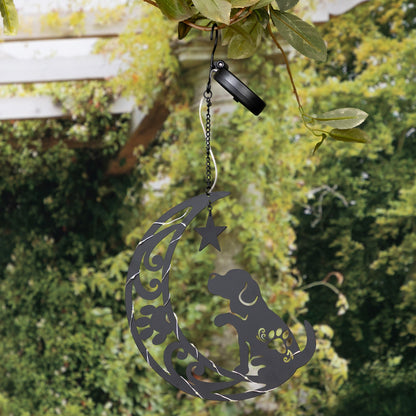 Star Gazing Pets On The Moon Solar Hanging Light