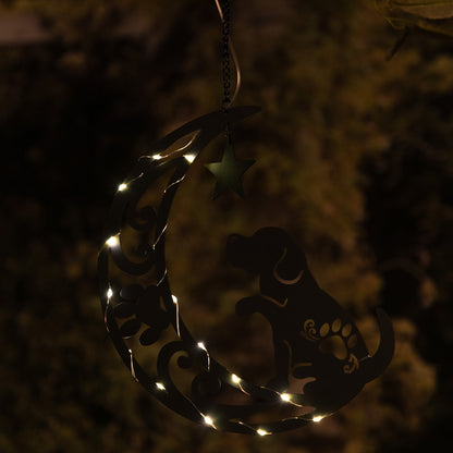 Star Gazing Pets On The Moon Solar Hanging Light