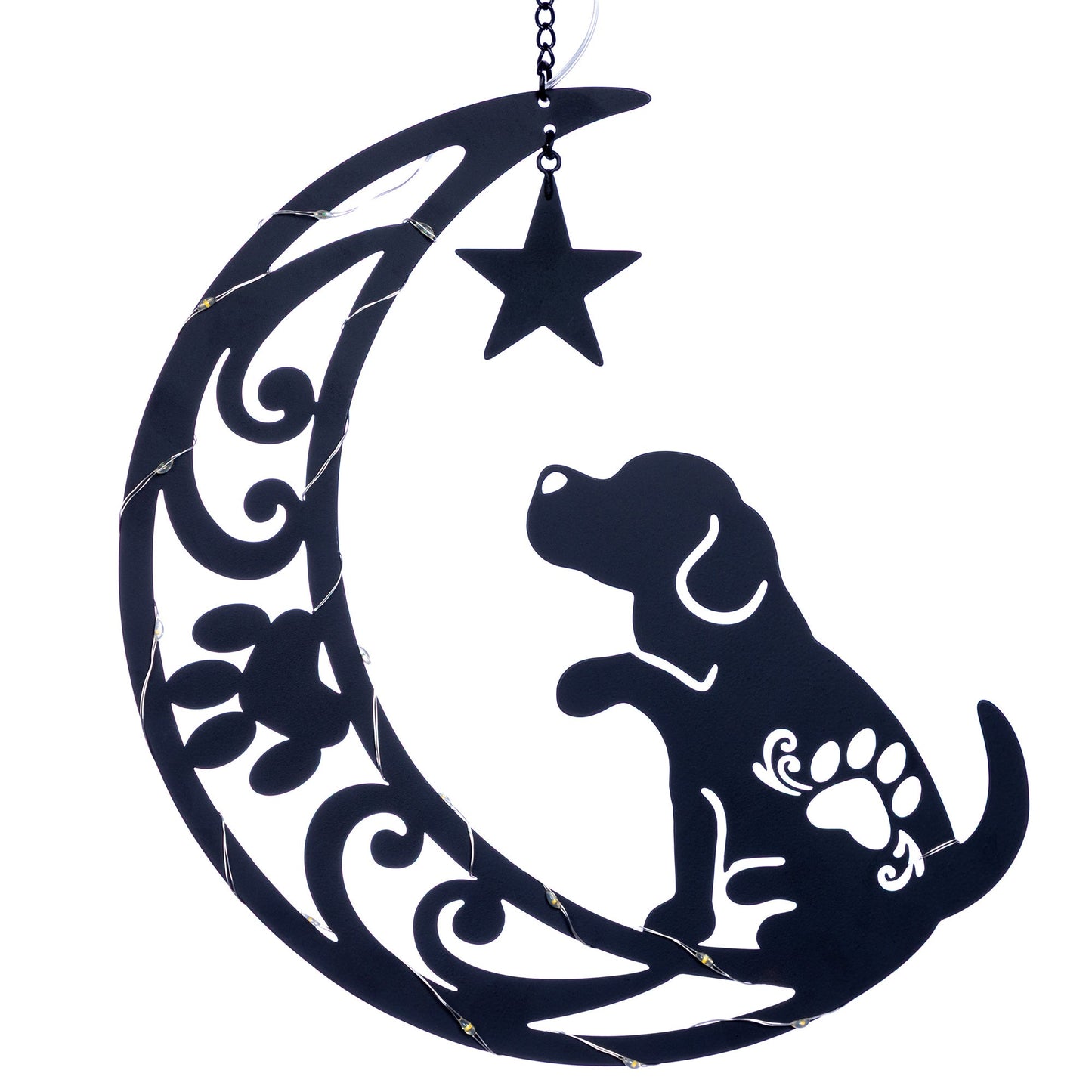Star Gazing Pets On The Moon Solar Hanging Light