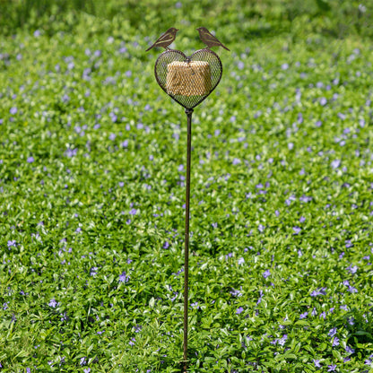 Love Birds Metal Bird Feeder Stake