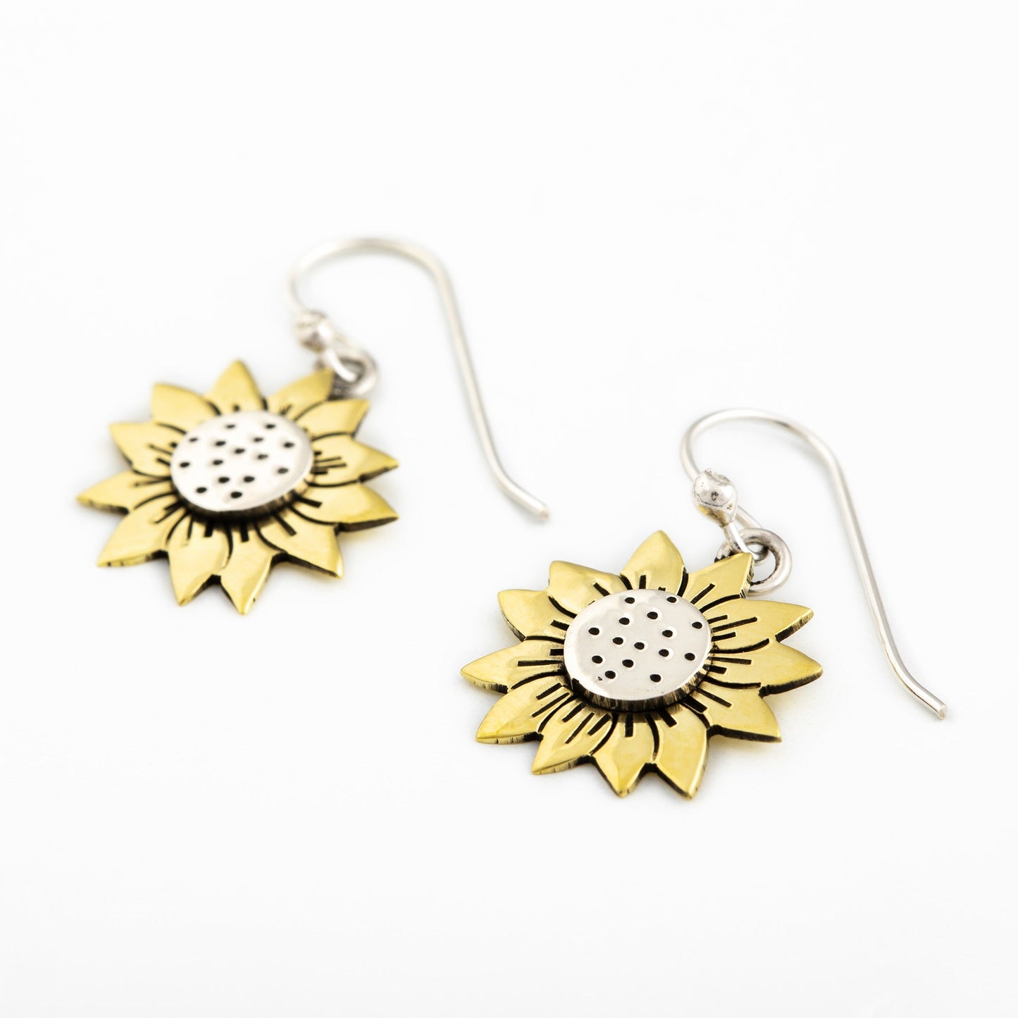 Mixed Metal Dangling Flower Earrings