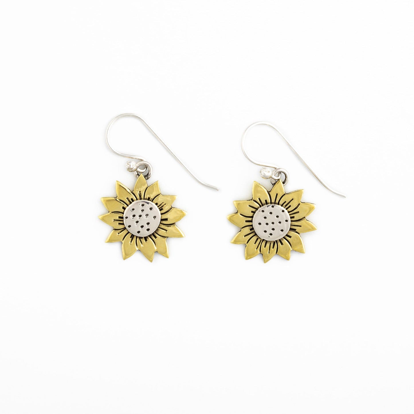 Mixed Metal Dangling Flower Earrings