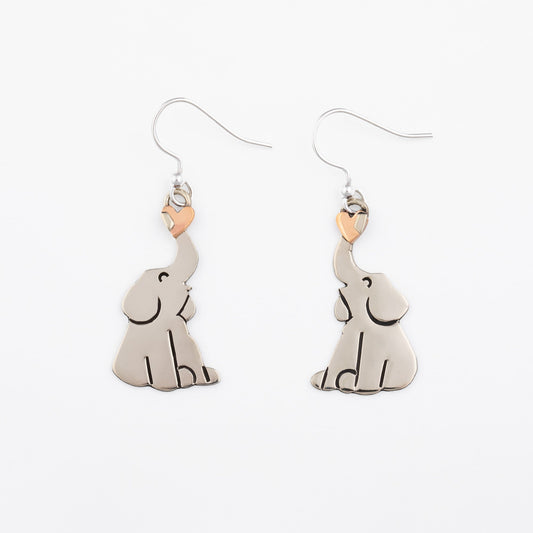 Elephants Love Mixed Metal Earrings