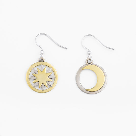 Sun & Moon Mixed Metal Earrings