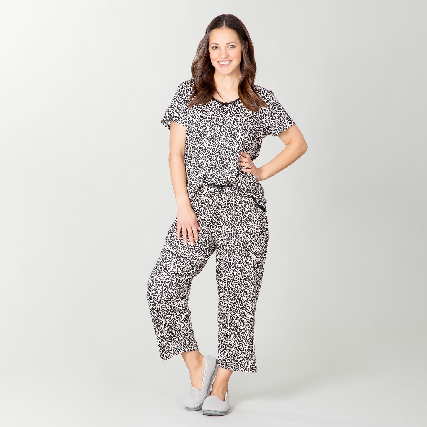 Cheetah Print Capri Pajama Set