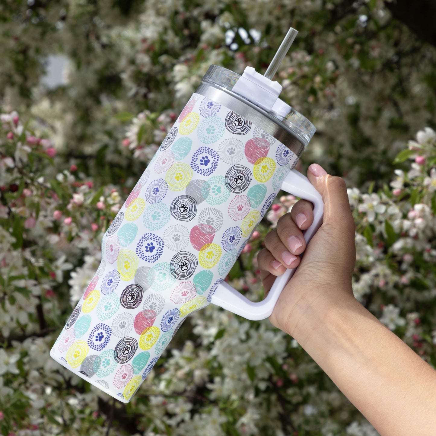 Paw Print Vacuum Sealed Stainless Steel Tumbler - 40 oz