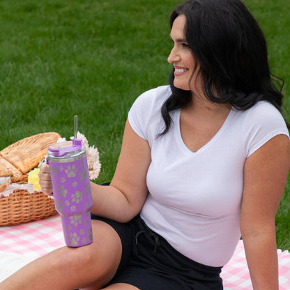 Paw Print Vacuum Sealed Stainless Steel Tumbler - 40 oz