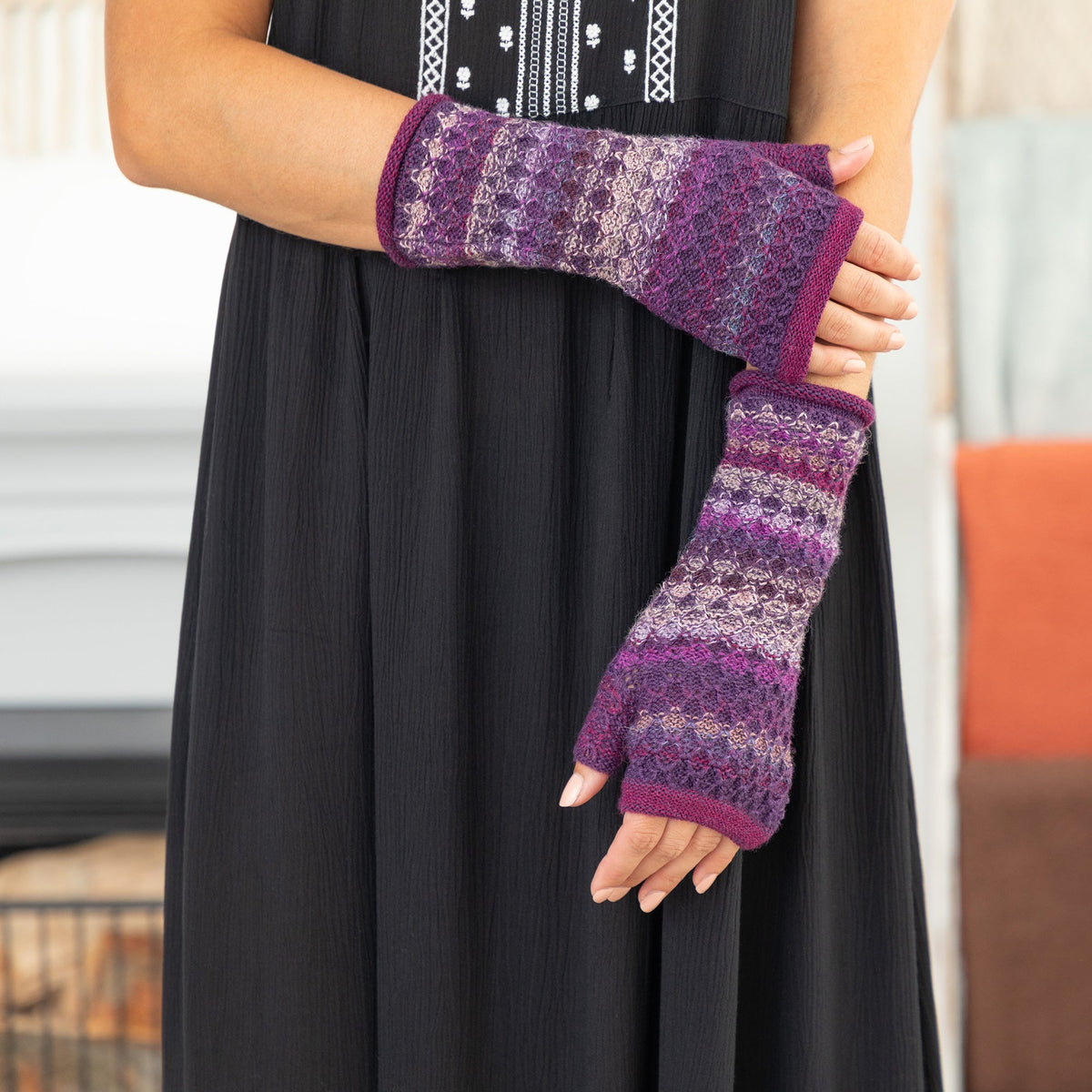 Colorful Alpaca Fingerless Mittens TEST.