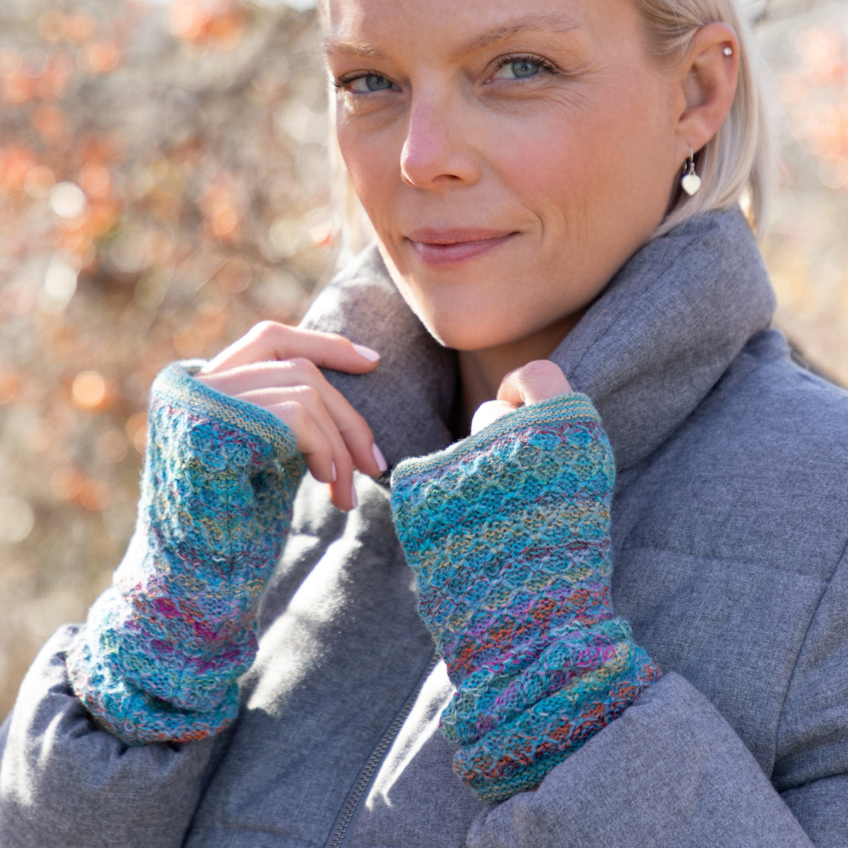 Colorful Alpaca Fingerless Mittens TEST.