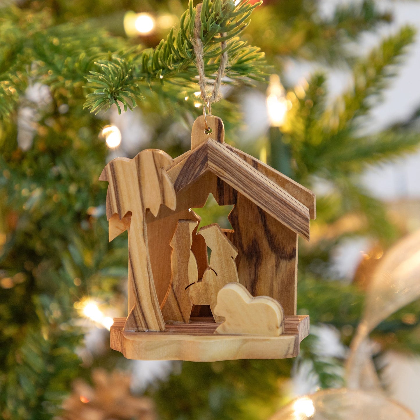 Hand Carved Olive Wood Nativity Ornament