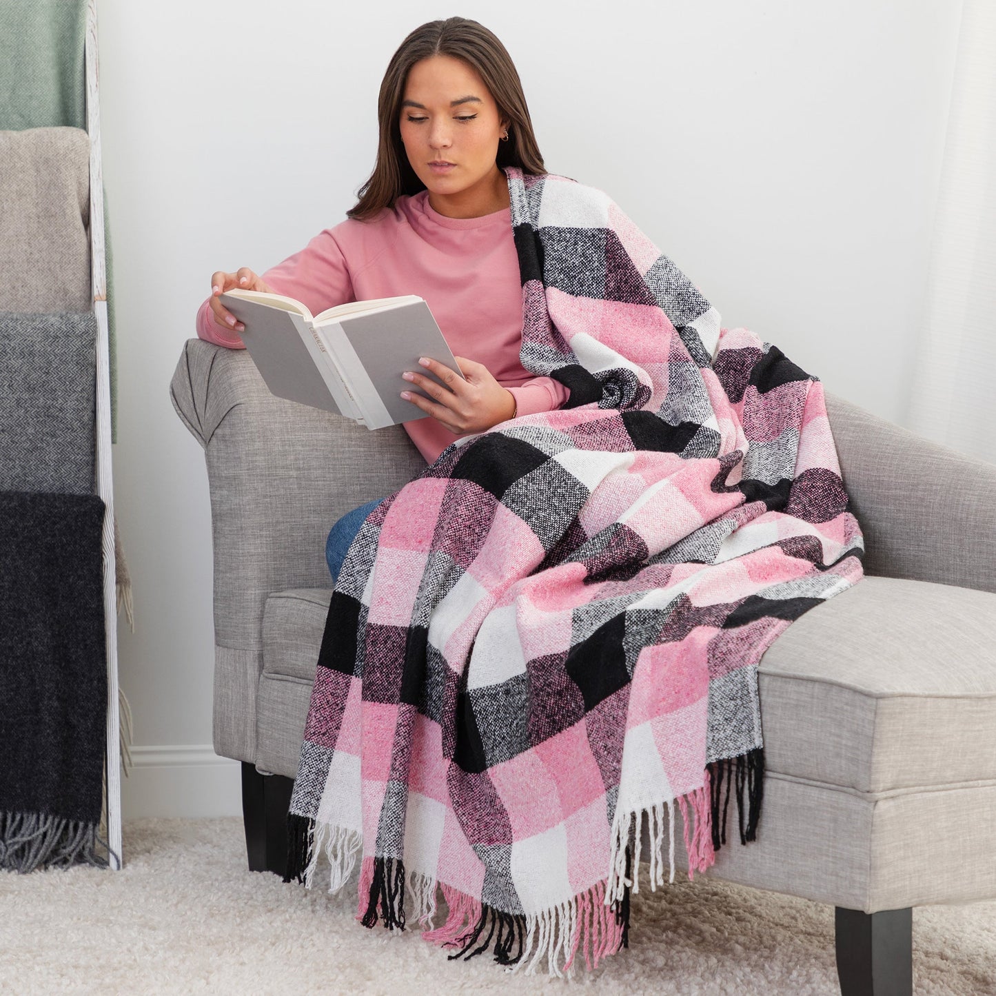 Ukrainian Wool-Blend Fringed Throw Blanket