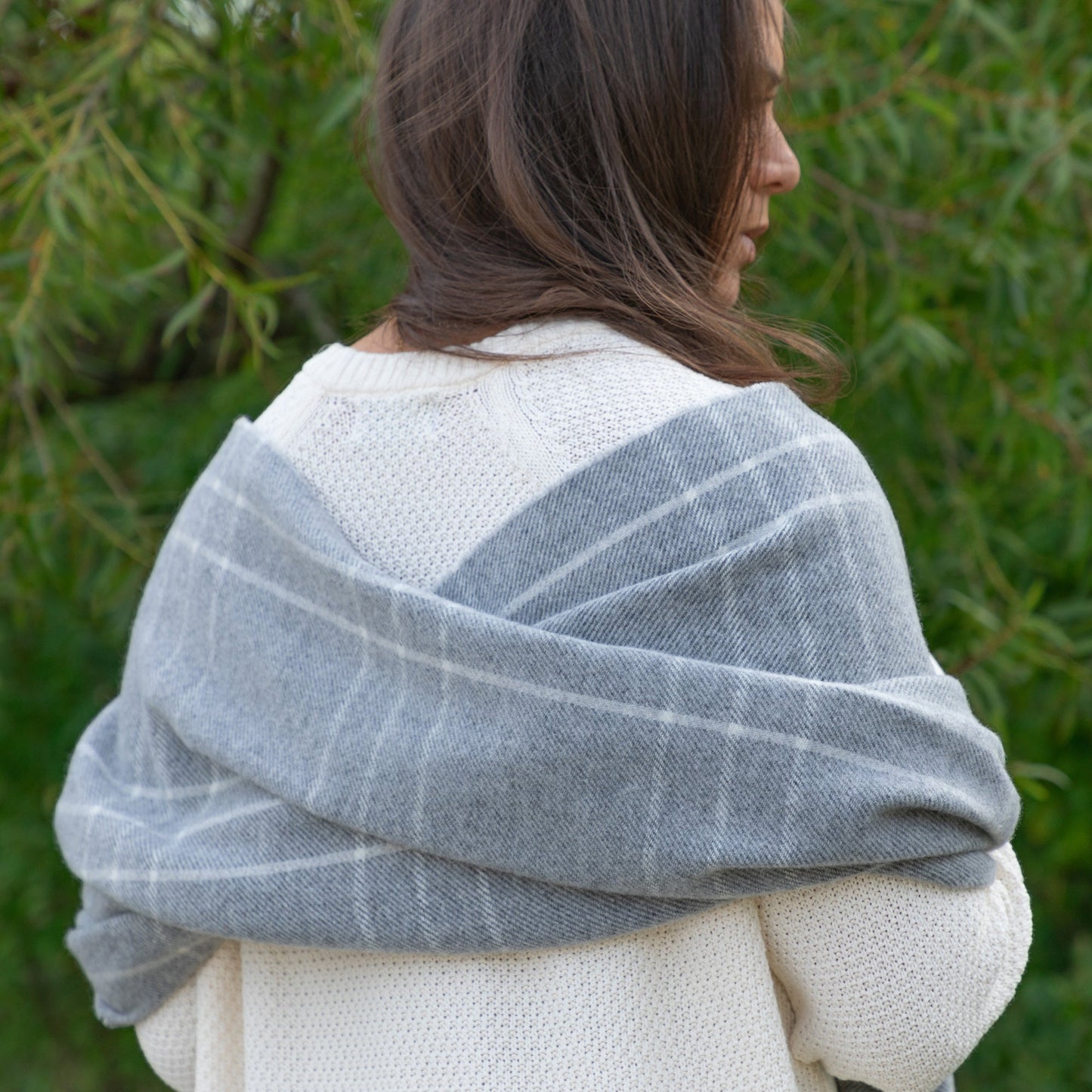 Ukrainian Merino Wool & Cashmere Plaid Shawl