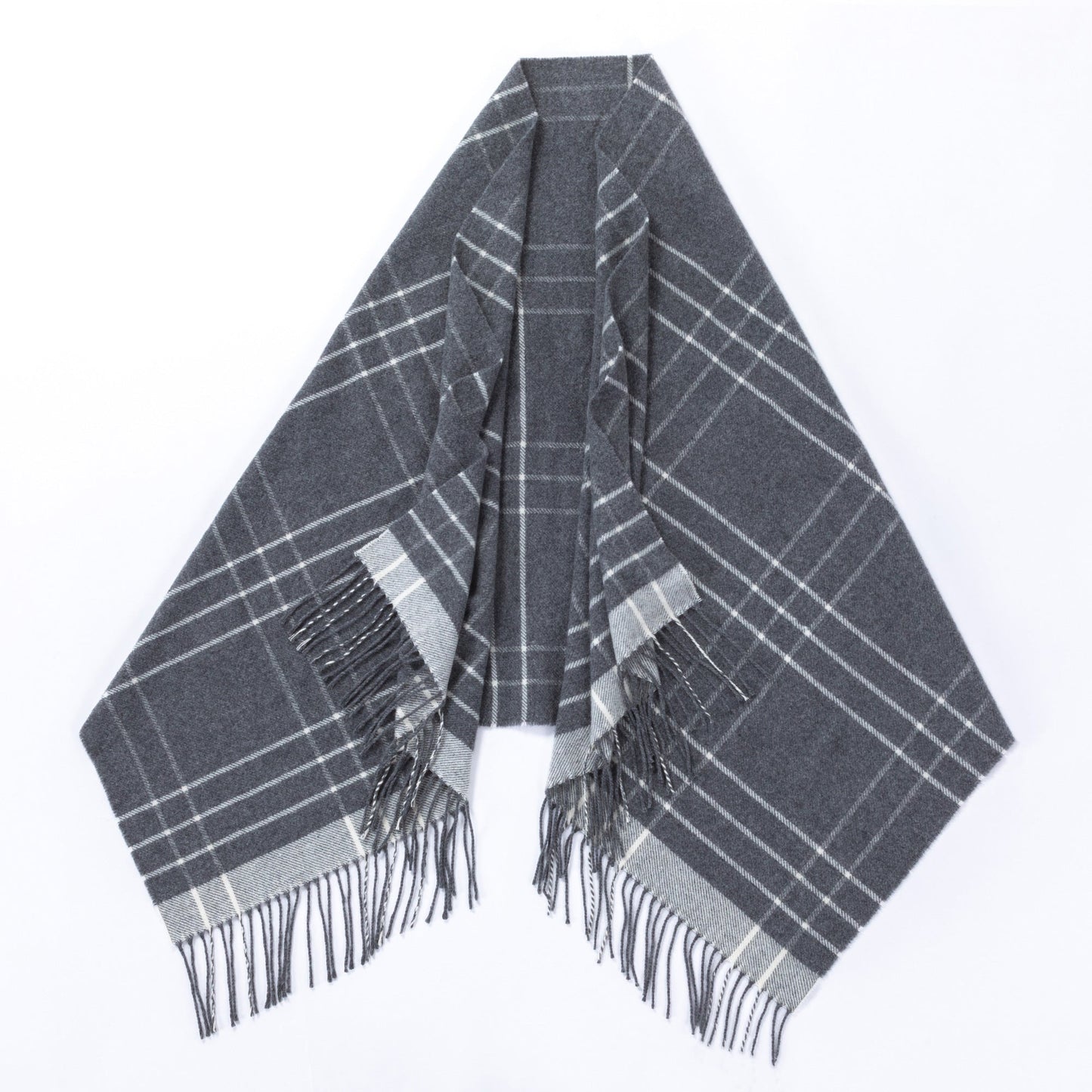 Ukrainian Merino Wool & Cashmere Plaid Shawl