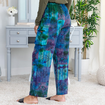 Tie-Dye Patchwork Paw Print Pants