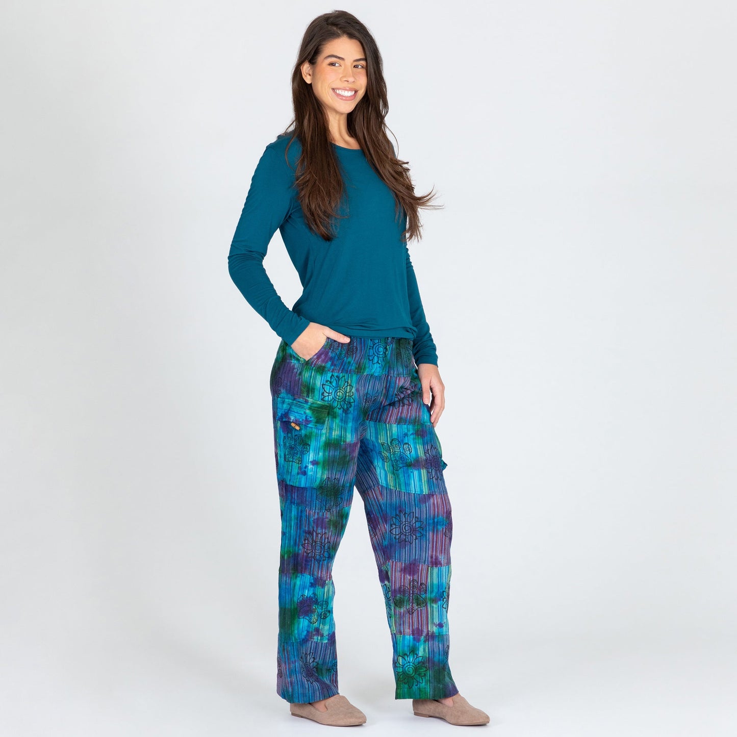 Tie-Dye Patchwork Paw Print Pants