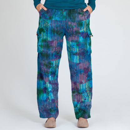 Tie-Dye Patchwork Paw Print Pants