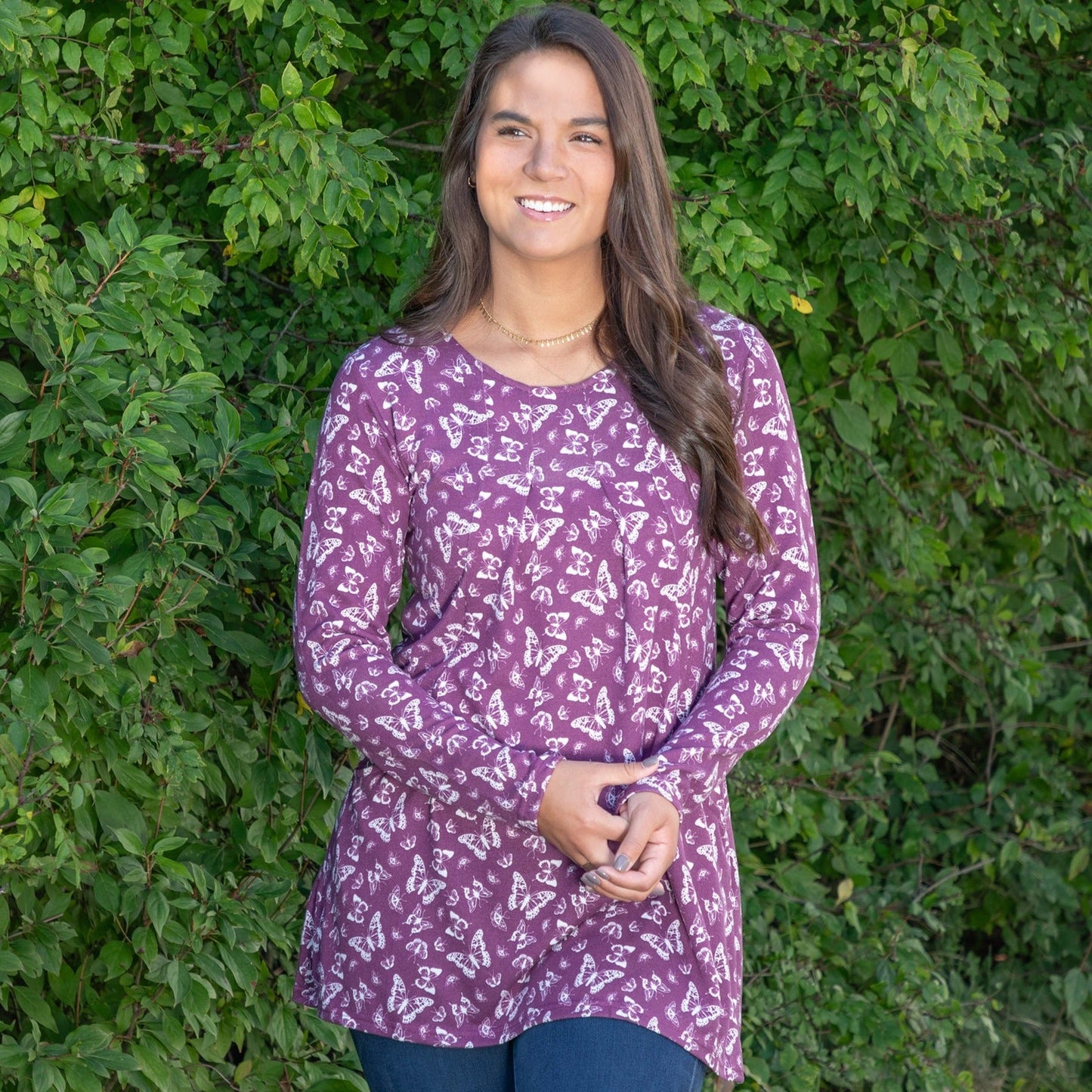 Butterfly Long Sleeve Tunic With Pockets