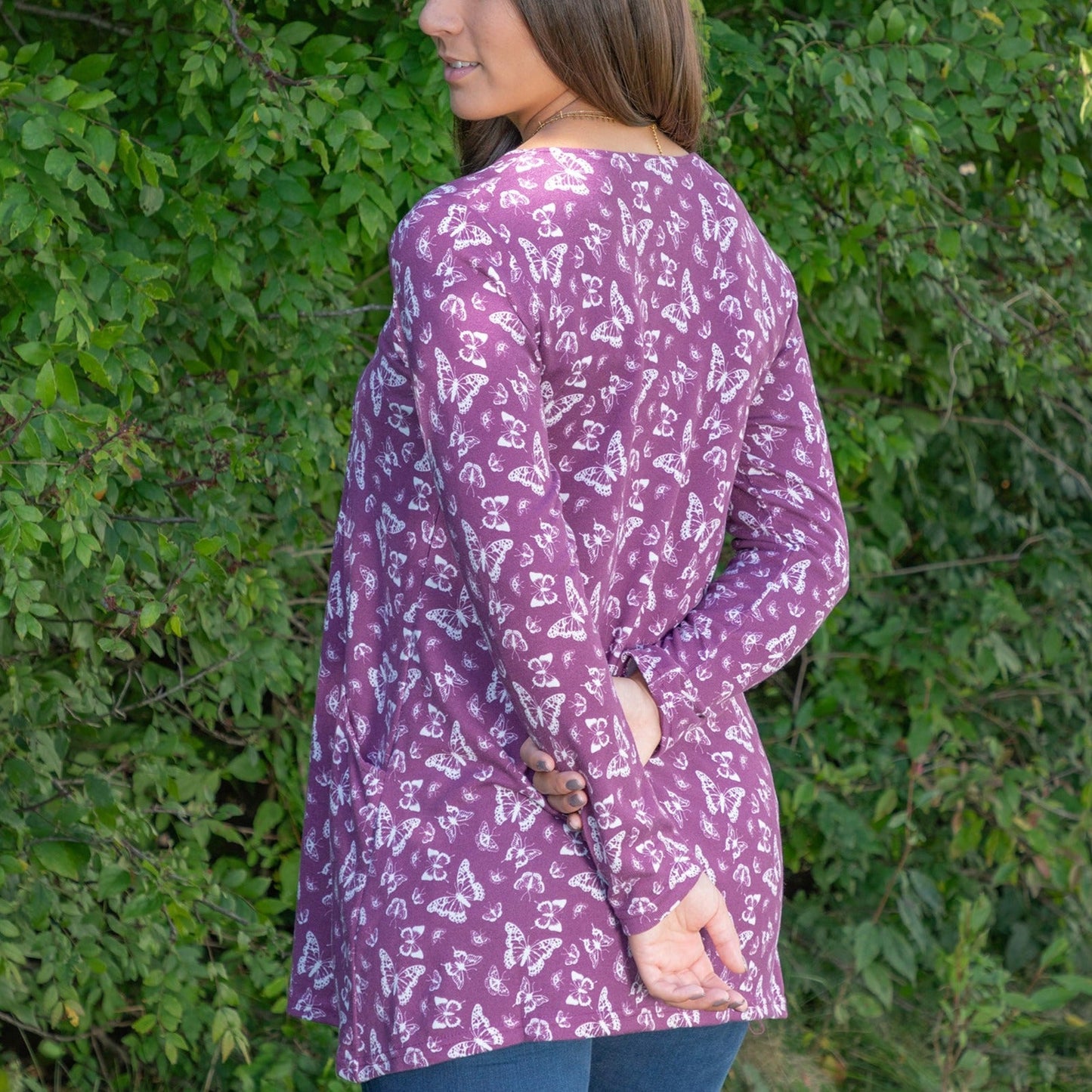 Butterfly Long Sleeve Tunic With Pockets