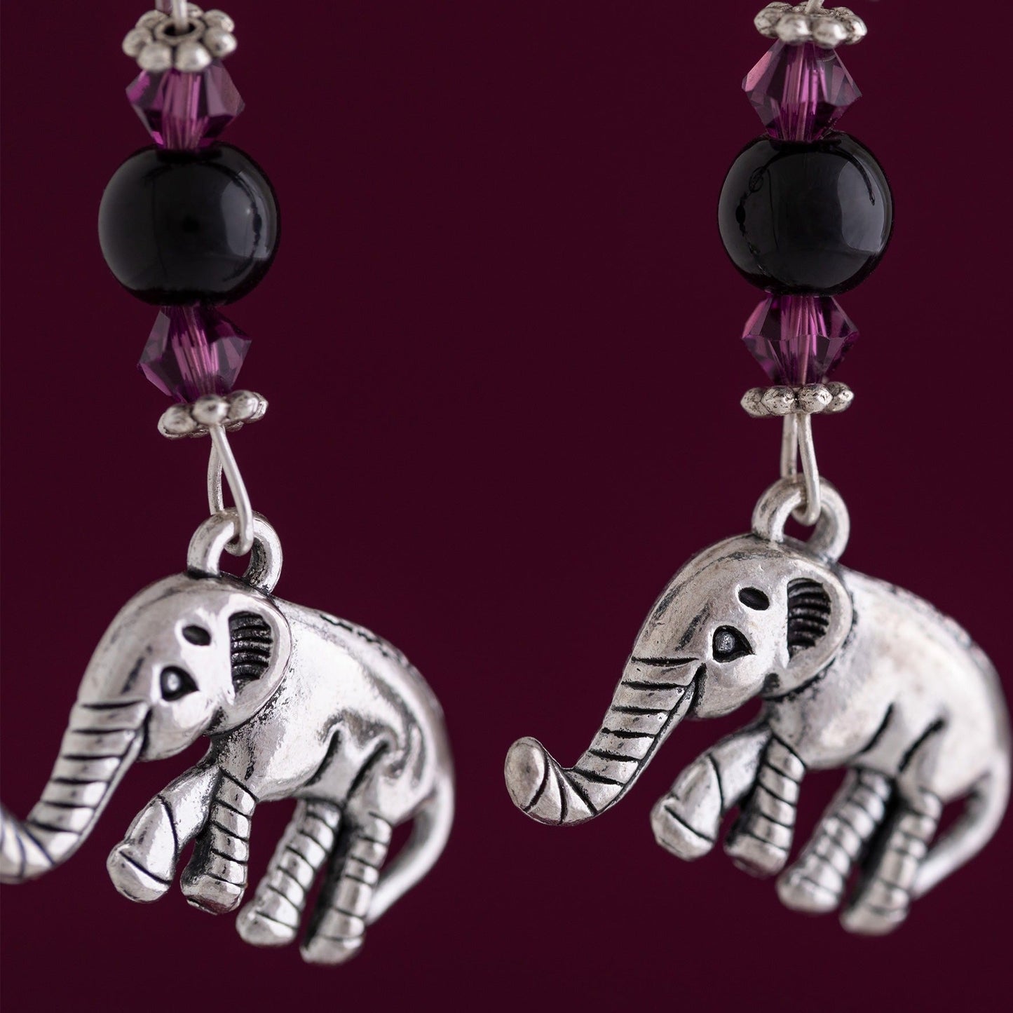 Sweet Elephants Dangling Earrings & Stones