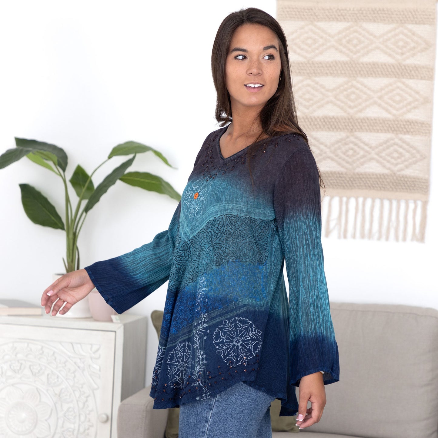 Earth & Sky Long Sleeve Tunic | Fair Trade