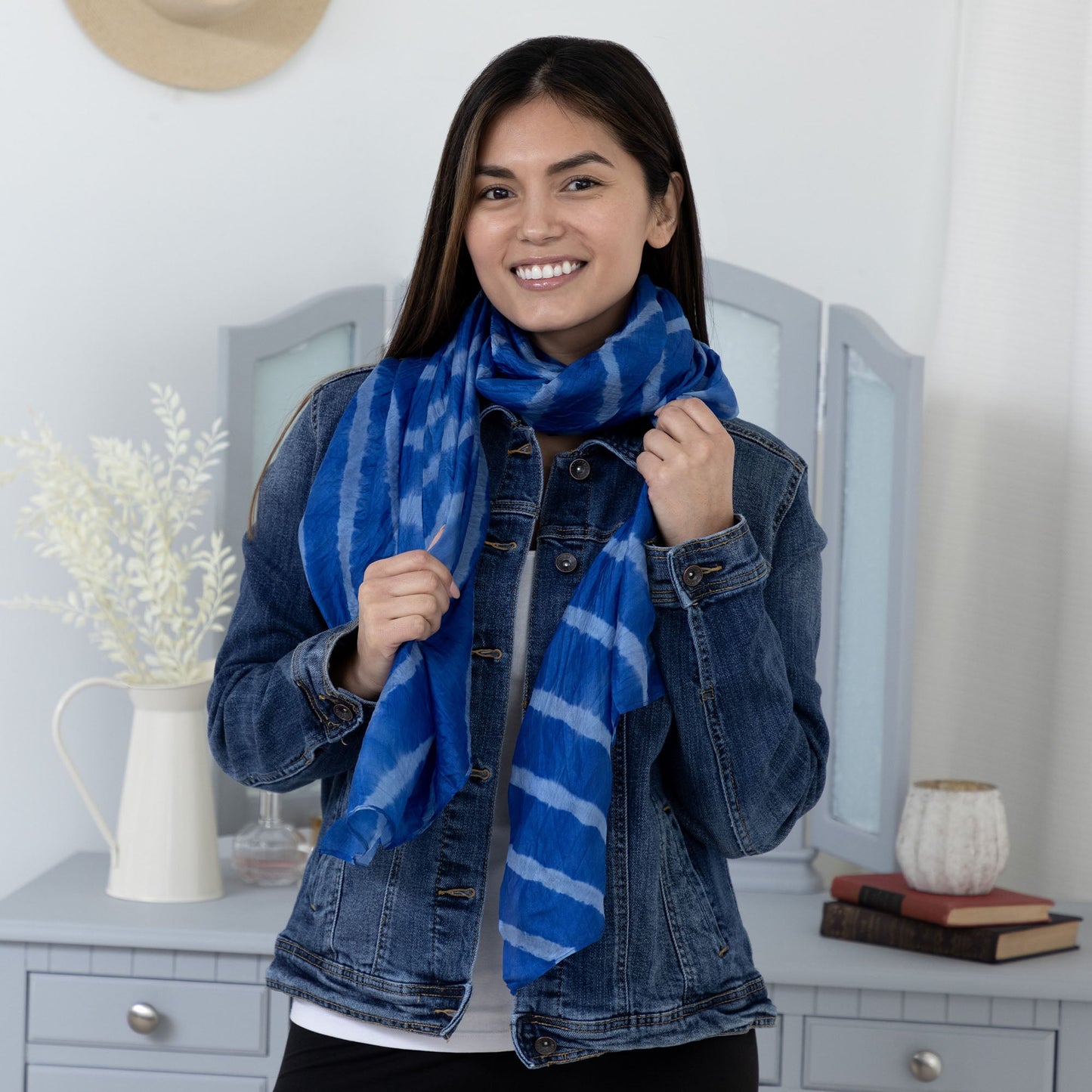 Tie-Dye Stripe Silk Scarf