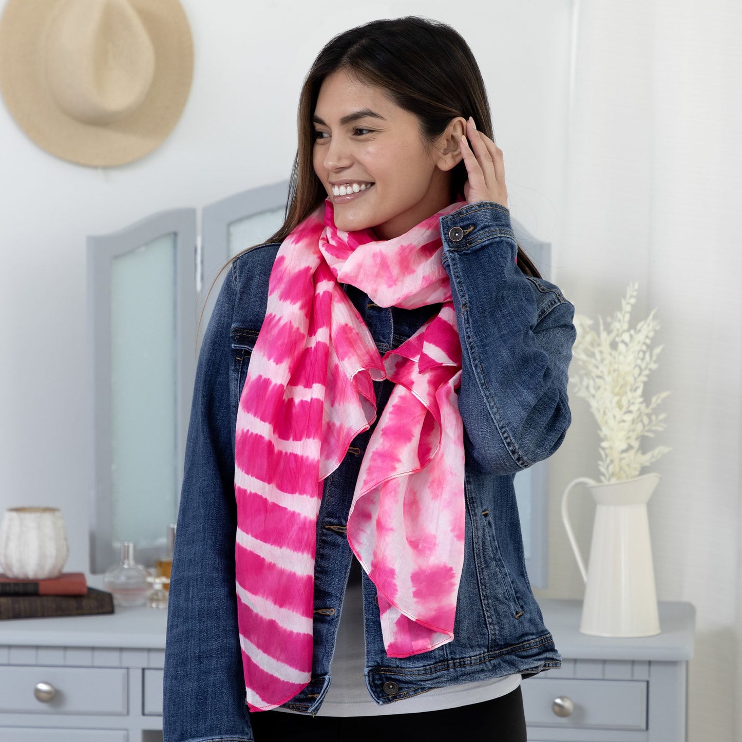 Tie-Dye Stripe Silk Scarf