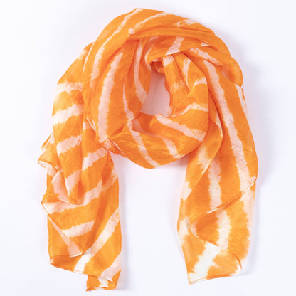 Tie-Dye Stripe Silk Scarf