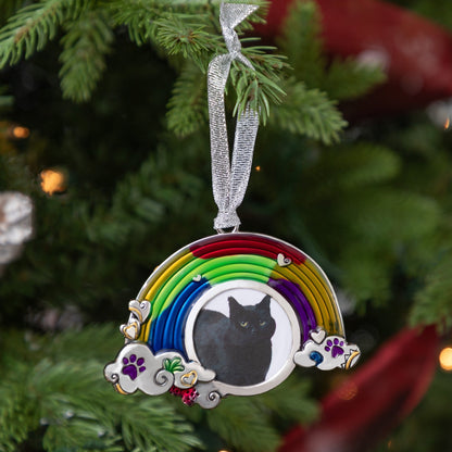 Rainbow Bridge Paw Print Photo Ornament